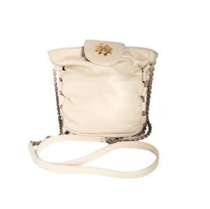 Noble Handbags Inc Women's Genuine Leather Chain Strap Cream Crossbody bag